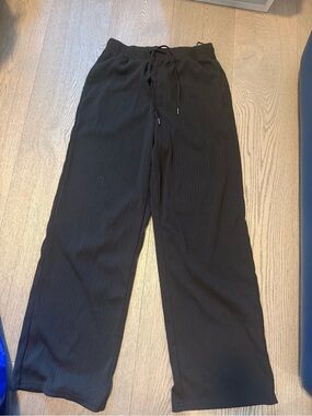 Women's Black Wide-Leg Drawstring Joggers